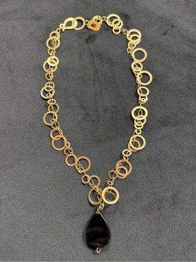 AURA Matte Gold Circle link necklace.